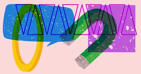 Risograph Magnet and speech bubble with geometric elements animation Stock Footage 318565475