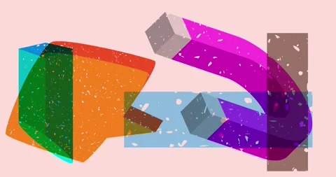 Risograph Magnet and speech bubble with geometric elements Stock Footage 318565478