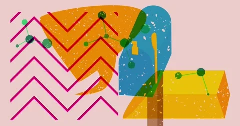 Risograph Mailbox and speech bubble with geometric elements animation Stock Footage 317279180