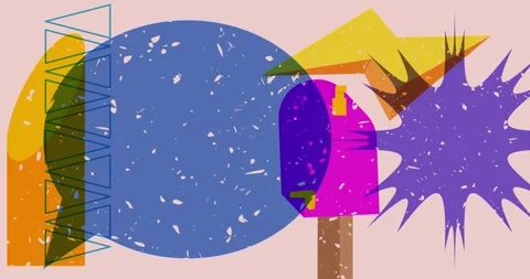 Risograph Mailbox and speech bubble with geometric elements video Video stock 317279184