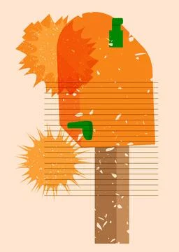 Risograph Mailbox with geometric shapes. Objects in trendy riso graph print.. 스톡 일러스트