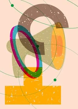 Risograph megaphone with geometric shapes. Object in trendy riso graph desi.. Stockillustratie