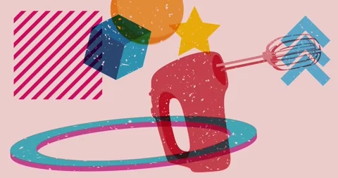 Risograph mixer with geometric elements animation Stock Footage 277968920