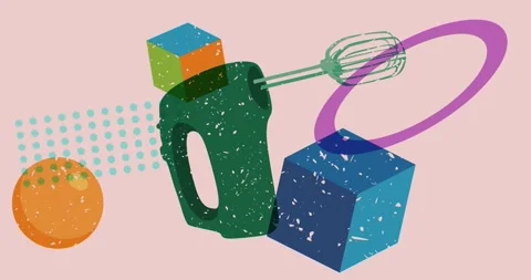 Risograph mixer with geometric elements Stock Footage 277968977