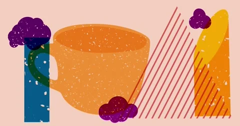 Risograph mug and geometric elements Stock Footage 273535248