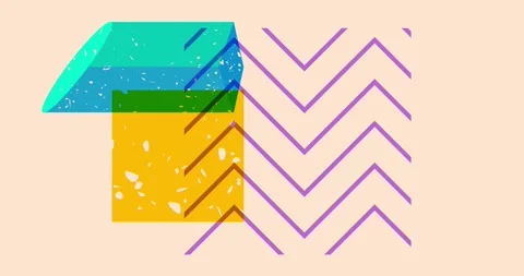 Risograph Multi-Layered geometry elements object shapes animation Stock Footage 301747405
