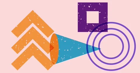 Risograph Multi-Layered geometry objects animation Stock Footage 297340642