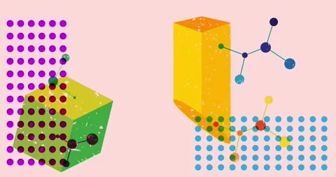 Risograph Multi-Layered geometry objects video Stock Footage 297340651