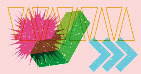 Risograph Multi-Layered geometry objects Stock Footage 297340654