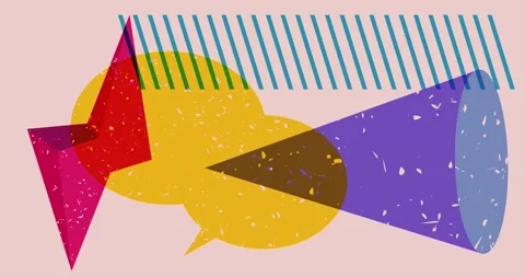 Risograph multi-layered Speech Bubble and geometric elements animation Video stock 287266032