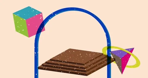 Risograph Object, Geometry elements animation Stock Footage 285577015