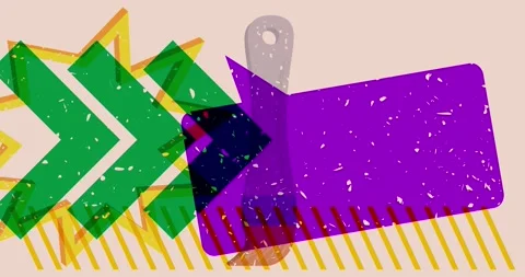 Risograph paintbrush and speech bubble with geometric elements video Stock Footage 266372846