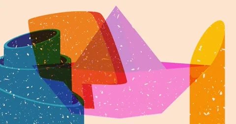Risograph paper ship and speech bubble with geometric elements video Stock Footage 313248286