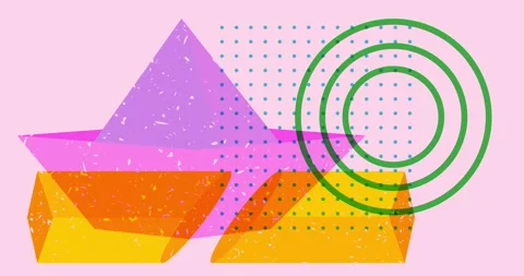 Risograph paper ship with geometric elements video Stock Footage 252982947