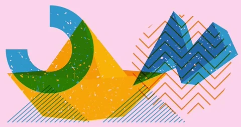 Risograph paper ship with geometric elements animation Stock Footage 252982951