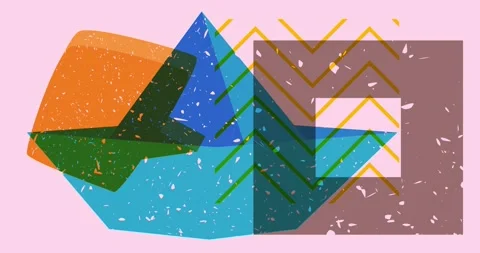 Risograph paper ship with speech bubble and geometric elements video Stock Footage 254319750