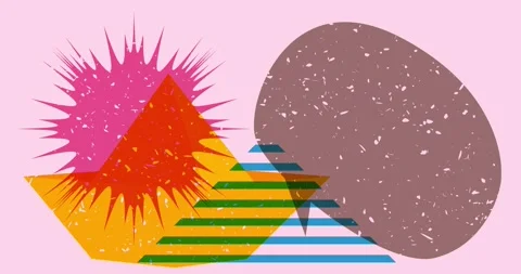 Risograph paper ship with speech bubble and geometric elements animation Stock Footage 254319752