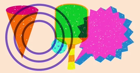 Risograph Pickleball and speech bubble with geometric elements animation Stock Footage 306309387