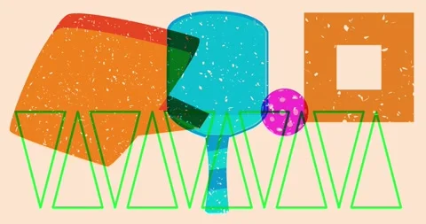 Risograph Pickleball and speech bubble with geometric elements Stock Footage 306309400