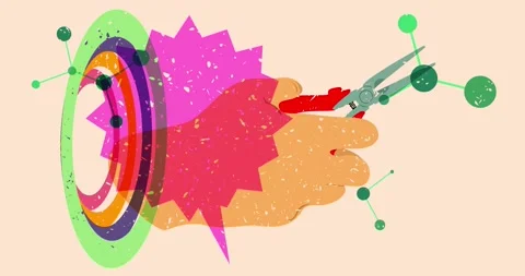 Risograph pliers and speech bubble with geometric elements animation Stock Footage 278241863