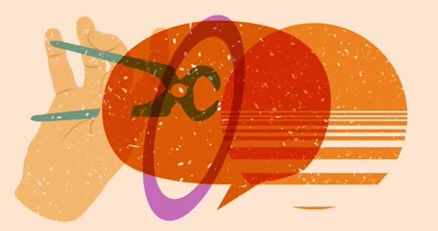 Risograph pliers and speech bubble with geometric elements Stock Footage 278241871