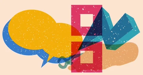 Risograph pliers and speech bubble with geometric elements video Stock Footage 278241877