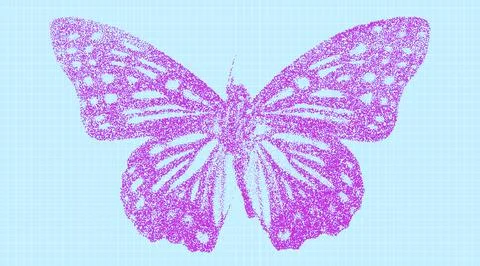 Risograph Print with Photocopy Effect Featuring a Butterfly on a Grid Notebook Illustrazione stock