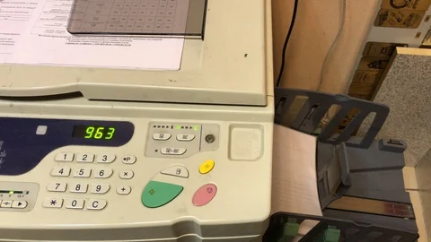 Risograph. Printer printing. White paper Stock Footage 101096074