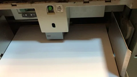 Risograph. Printer printing. White paper Stock Footage 101096082