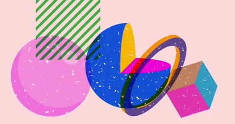 Risograph Random Artistic Geometry elements video Stock Footage 285906525