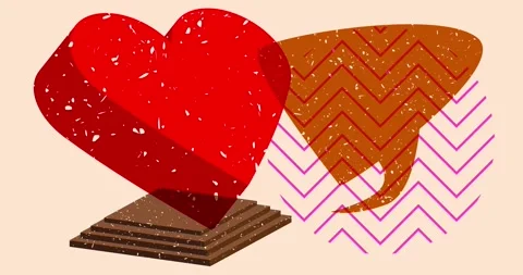 Risograph red heart with speech bubble and geometric elements video Stock Footage 262600169