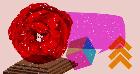 Risograph Rose and speech bubble with geometric elements Video stock 301233715