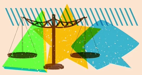 Risograph Scale and speech bubble with geometric elements animation Video stock 265204059