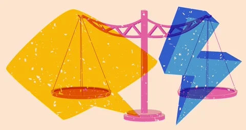 Risograph Scale and speech bubble with geometric elements animation Video stock 310586287