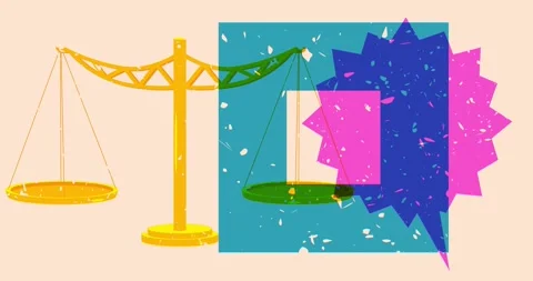 Risograph Scale and speech bubble with geometric elements Video stock 310586288