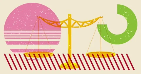 Risograph scale with geometric elements Video stock 265049321