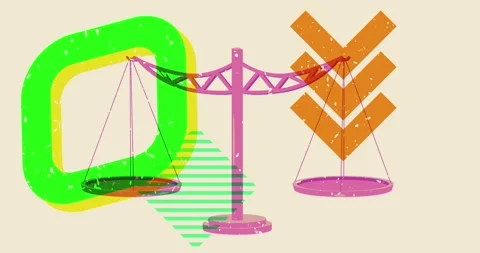 Risograph scale with geometric elements video Video stock 265049318