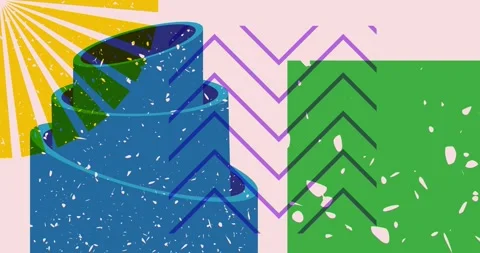 Risograph shapes background animation Stock Footage 252554728