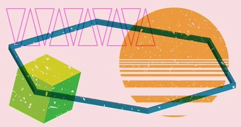 Risograph shapes background Stock Footage 252554727