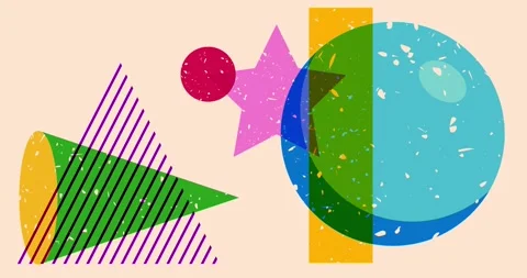 Risograph shapes. Geometry elements video Stock Footage 283418880