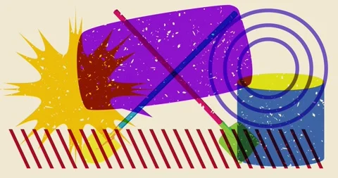 Risograph Shovel and speech bubble with geometric elements video Stock Footage 270341102