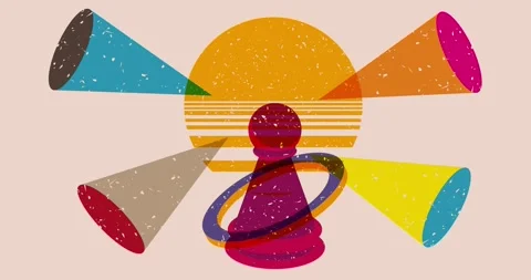 Risograph simple chess pawn with geometric elements Stock Footage 248659997