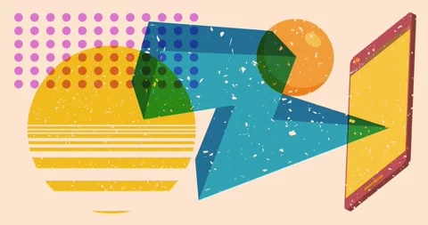 Risograph smart phone with geometric elements video Video stock 266479345