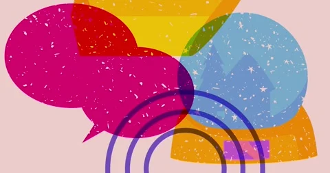 Risograph Snow Globe and speech bubble with geometric elements Stock Footage 294654401