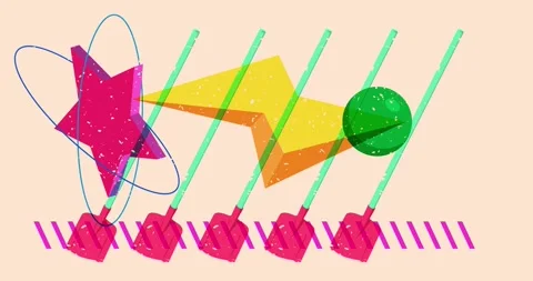 Risograph spade with geometric elements animation Stock Footage 269865247