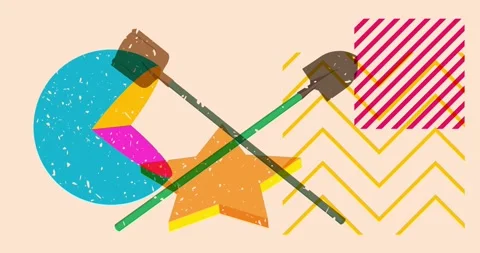 Risograph spade with geometric elements Stock Footage 269865237