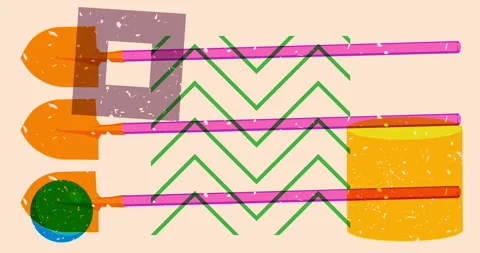 Risograph spade with geometric elements video Stock Footage 269865244