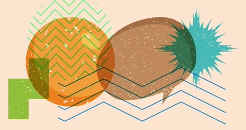 Risograph speech bubble with geometric elements Stock Footage 263750052