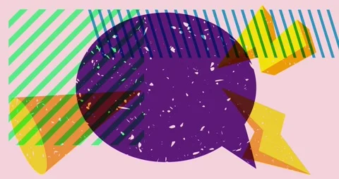 Risograph speech bubble with geometric shapes Stock Footage 254316105