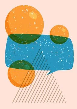 Risograph Speech Bubble with geometric shapes. Vector geometry elements wit.. 库存插图